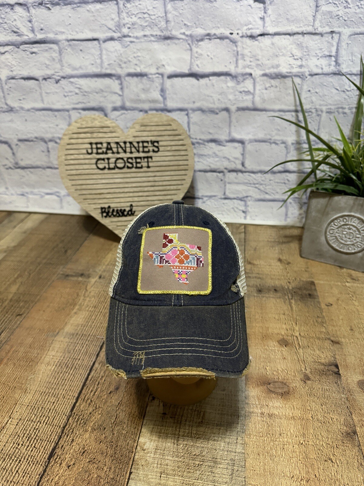 Judith March Patchwork Texas Patch Hat Distressed… - image 1