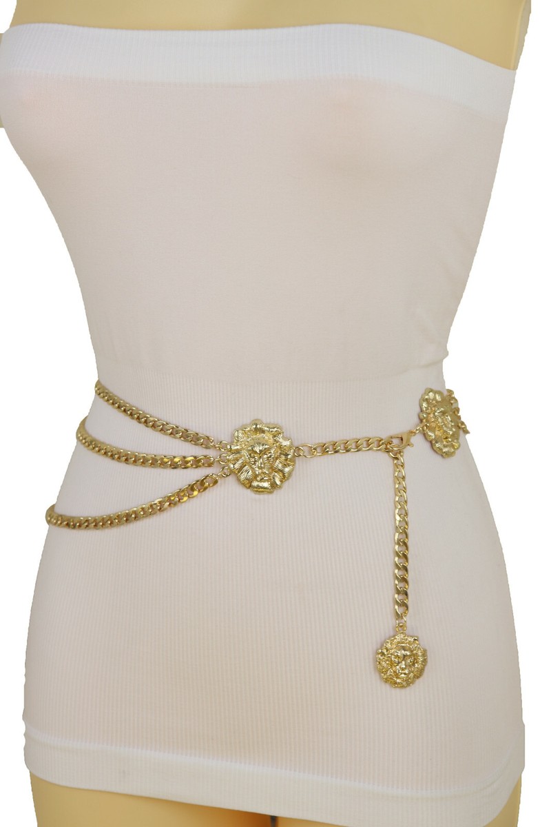 Women Silver Metal Chain Waistband Belt Attractive Side Lion  display picture 3