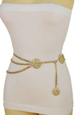 Women Silver Metal Chain Waistband Belt Attractive Side Lion  display picture 1