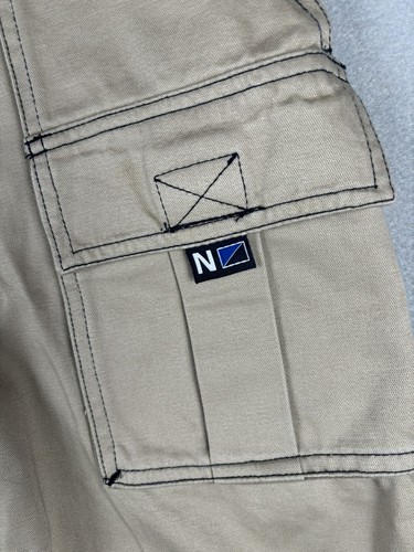 Nautica Shorts Youth 25 Beige Cargo 90s Sailing Logo Pockets Vintage 2580 - Picture 8 of 20
