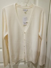 Croft Barrow Women L/S Extra Soft Cardigan Cream Size Large