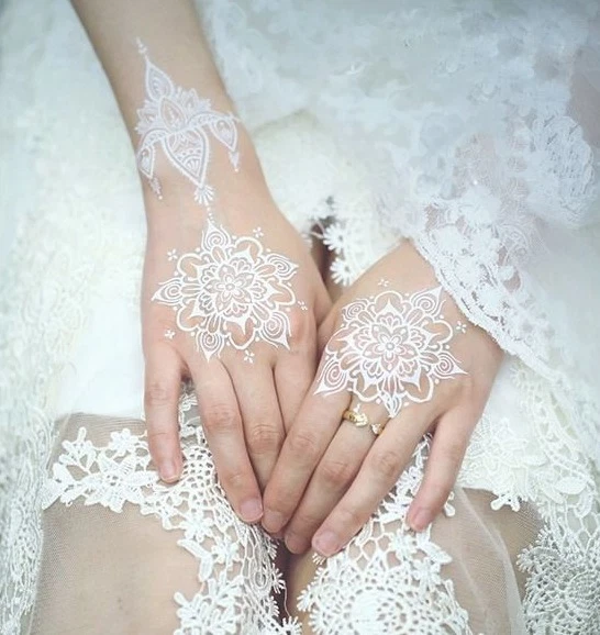 Tattoo Einmal Flash Klebe Weiß Braut Hochzeit Fuß Kette Henna Taufe Party J7W - Bild 3 von 4