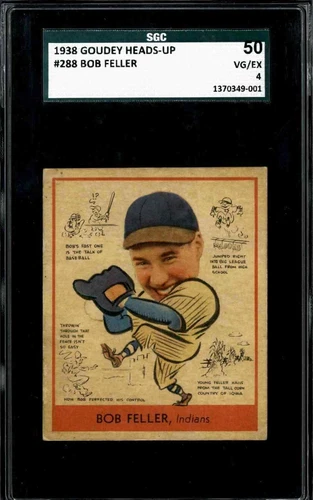 1938 Goudey #288 Bob Feller - SGC 50 (Rookie Card)