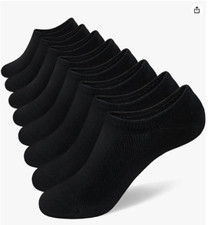 Men  s 8-Pairs Socks No Show 9-11 Invisible Low Cut Cotton Black Non Slip
