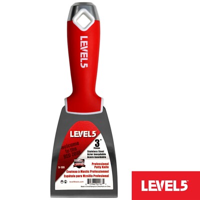 LEVEL5 Profi Spachtel aus Edelstahl 3''/76mm weicher Griff für Trockenbau 5-139