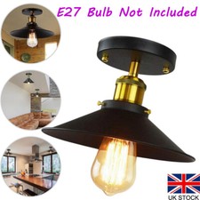 Vintage Ceiling Light Fitting Industrial Black Flush Mount Ceiling Lampshade E27