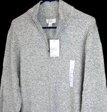 Croft  Barrow Men's Gray Quarter Zip Pullover Sweater Size L