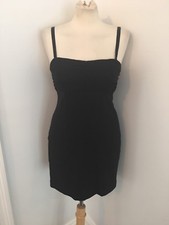 ALICE + OLIVIA $367 Black Sheath Dress Stretch Rayon Silk Lined Size S