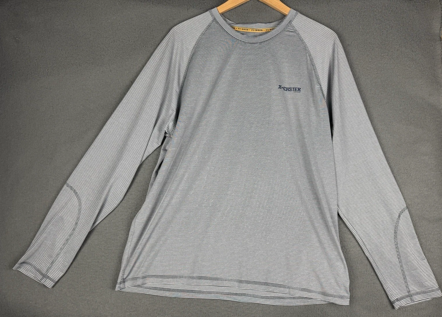 X Caster Mens Sz XL Blue Striped Sun Protection Fishing T-Shirt Long Sleeve 50+