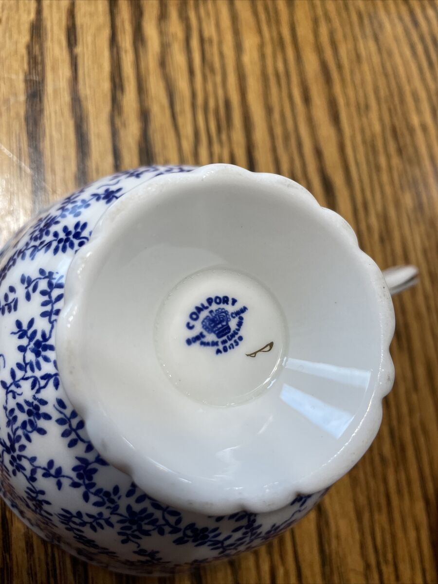 4891/a by COALPORT Bone China Blue Leaves Footed Tea Cup 4891/a by COALPORT Bone China Blue Leaves Footed Tea Cup