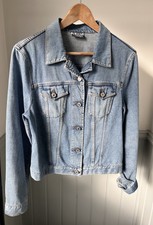 Iceberg Jeans Jacket M Blue Denim Collared With Floral Embroidery Vintage Cotton