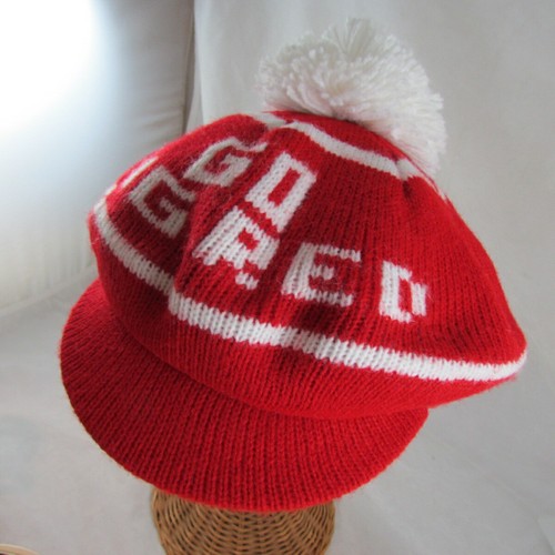 Go Big Red Knit Newsboys Hat Cap Wisconsin Nebraska Indiana Big 10 Vintage - Picture 2 of 4