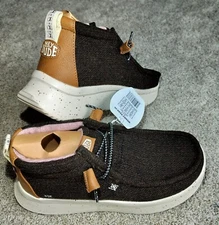 Hey Dude Women Size 7/7.5 Wendy Peak Hi Boots Mid-Top Platform Slip-On Brown