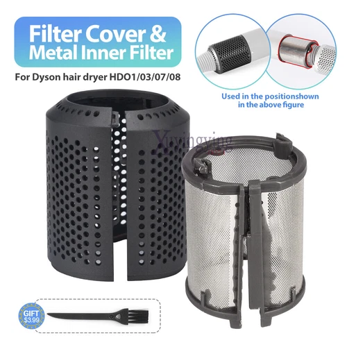 For Dyson Hair Dryer HD01/03/08 Replacement Filter Cover+Inner Filter Dark Grey