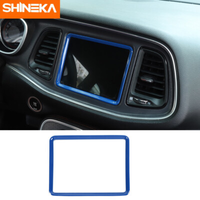 Navigation GPS Screen Cover Ring Trim Frame For Dodge Challenger 2015+ Blue