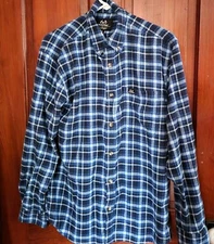 Blue Realtree By Staghorn Flannel Shirt Mens Medium Plaid Long Sleeve Top