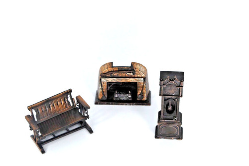 Lot Of 3 Metal Dollhouse Furniture Miniatures Durham Industries Vintage 1976