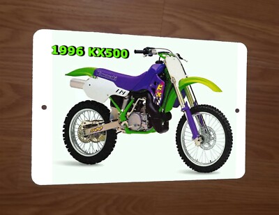 1996 Kawasaki KX500 Motocross Motorcycle Dirt Bike Photo 8x12 Metal Wall Sign