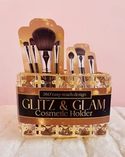 Glitz & Glam Crystal and Gold Rotating Cosmetic Holder - NEW