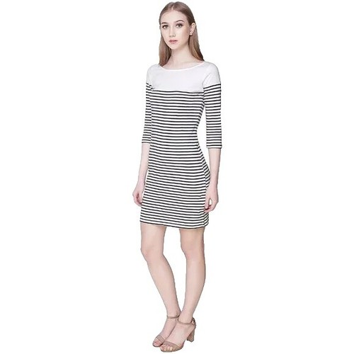 ROBE SOFT JOIE 'LOGANBERRY' - IMPRIMÉ RAYÉ GRIS ET BLANC - TAILLE S - MANCHES LONGUES - OCCASION BON ÉTAT