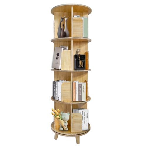 1/2/3/4-layer 360° Rotating Bookshelf Bookcase Freestanding Display Rack Stand - Picture 46 of 54