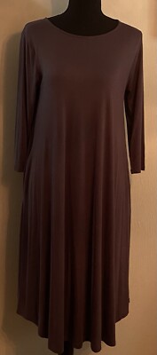 Zenana Outfitters Gray Mid Length 3/4 Sleeve Soft Viscose Dress W/Pockets, S EUC