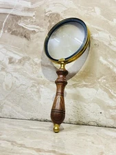 Antique Vintage Maritime Brass Magnifying Magnifier Glass Sturdy Resin Handle