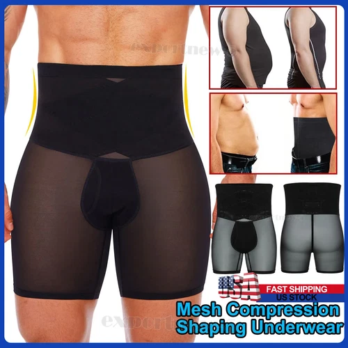 Pantalones cortos boxer ajustados para hombre cintura alta abdomen modelador de cuerpo faja compresión EE. UU. - Imagen 1 de 30