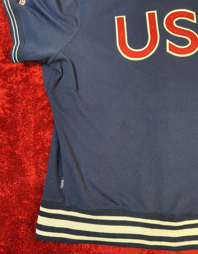 Vintage Roots Polo Shirt XXL USA Olympic Snap Short Sleeve Warm Up Navy Shacket - Picture 14 of 16