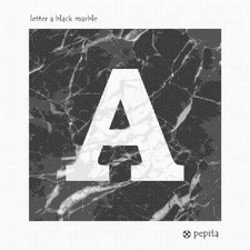 Letter A Black Marble Needlepoint Kit or Canvas