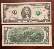 Lot of 5 RARE Crisp Two Dollar Bill Uncirculated Sequential Serial # $2 Bill