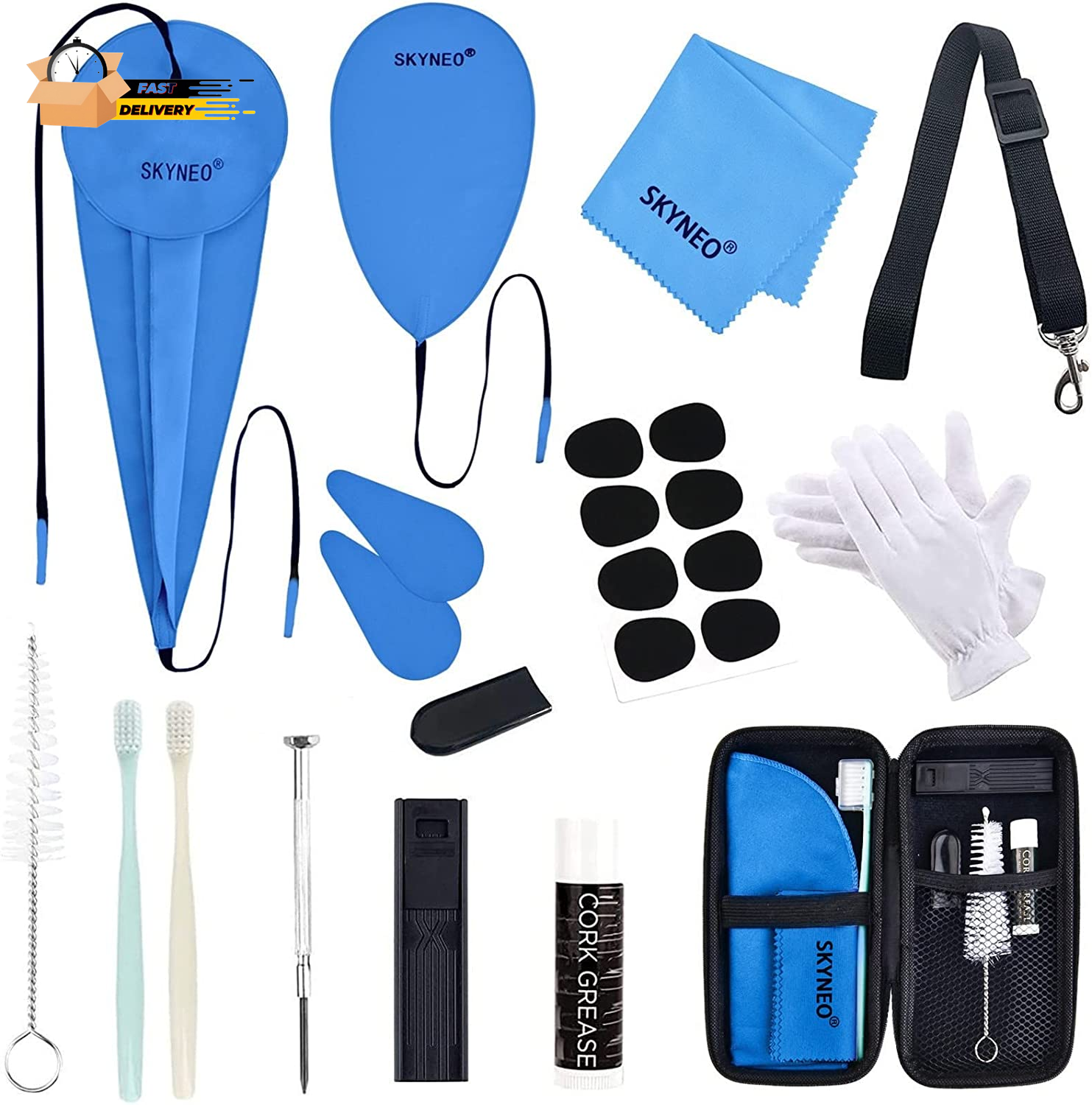 Saxophone Cleaning Kit, Clarinet Cleaning Kit with Maintenance Kit,Cork Grease,S