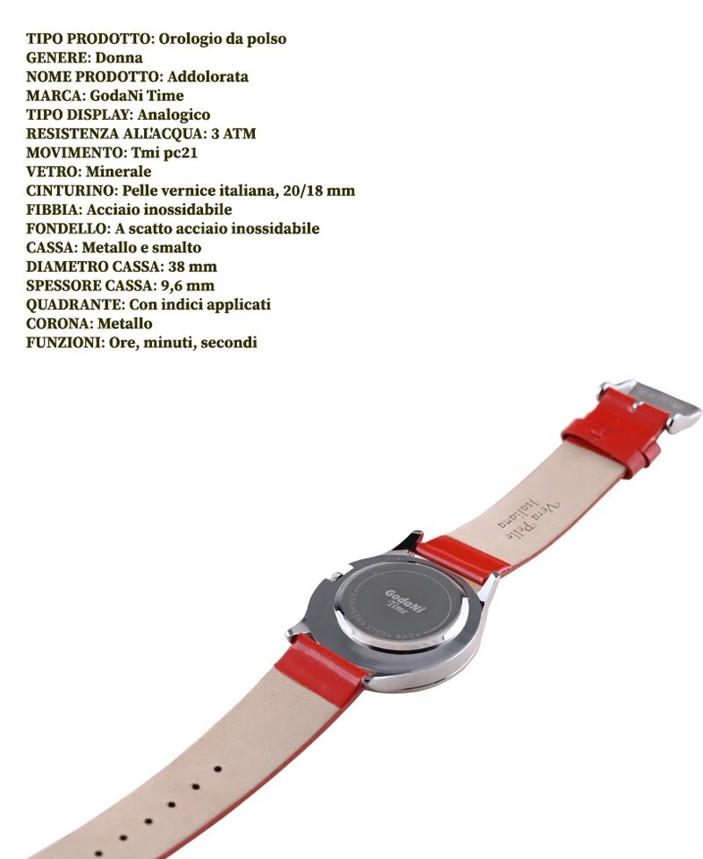 Orologio da polso Analogico Donna GodaNi Time, resistente all'acqua 3 ATM - Immagine 2 di 3