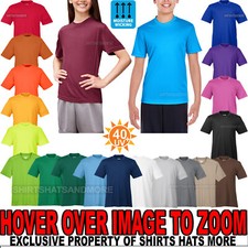 Youth Moisture Wicking T-Shirt UPF 40 UV Team Sports Boys Girls Kids XS-XL NEW