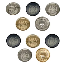 Horse in Horseshoe 0.6" (15mm) Round Metal Shank Buttons for Sewing - Set of 10