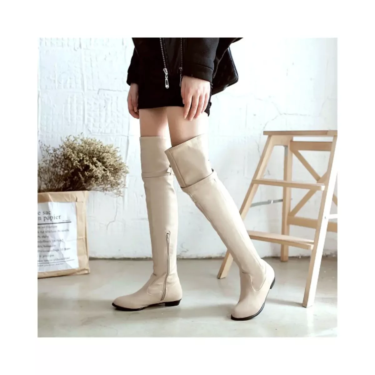 Off white thigh high deals boots
