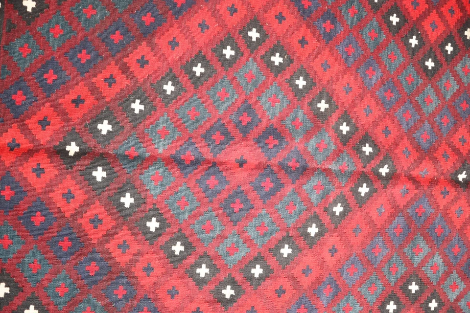 1980s Afghan 8'6x14'2 ft Traditional Flatweave Rug, Geometric Dining Room Rug - Image 3 of 4