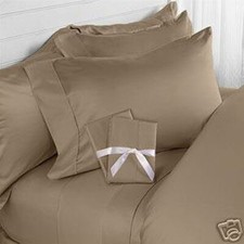 Queen Taupe Solid 4 Piece Bed Sheet Set 1000 Thread Count 100 Egyptian Cotton
