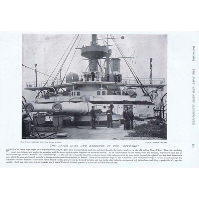 HMS Revenge The After Guns & Barbette - Antikdruck 1896