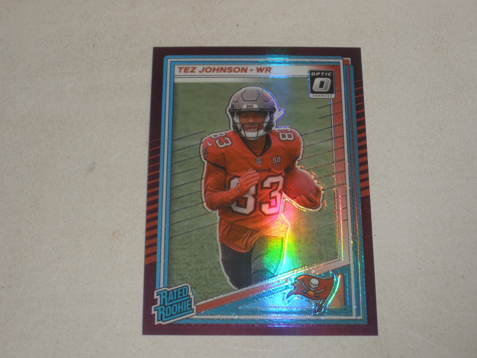 2025 Donruss Rated Rookie Optic Preview Purple Prizm #313 Tez Johnson 23/50 RC