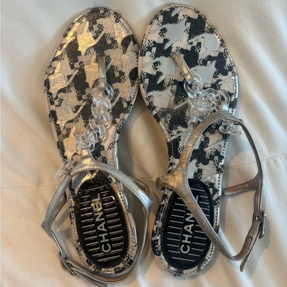 CHANEL Silver Sandals for Women for sale | eBay
