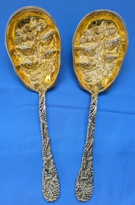 Pair of Silver and Gold and Silver-Tone Strawberry Serving Spoons