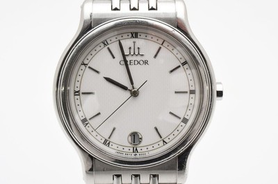 Vintage Exc+5 SEIKO Credor 9572-6000 White Dial Quartz Men Watch