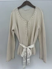 Nougat Angora & Lambswool Blend Beaded Cardigan