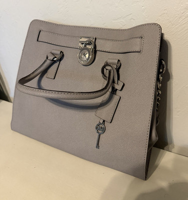 Michael Kors Gray Large Satchel Top Handle Turn Lock w/ Original Dust Bag