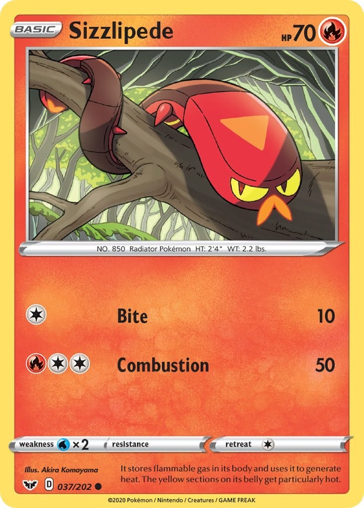 Sizzlipede (037) 037/202 Common SWSH01: Sword & Shield Base Set Pokemon Near ...