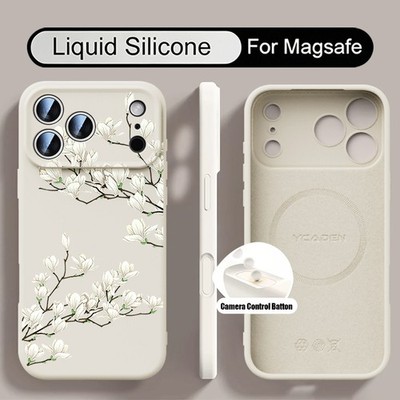Blumen Silikon MagSafe Case stoßfest für iPhone 17 Pro Max 16 Pro 15 14 13 Hülle