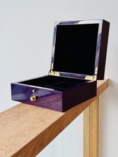 Purple Lacquered Wooden Jewellery Box with Catch and Removable Tray