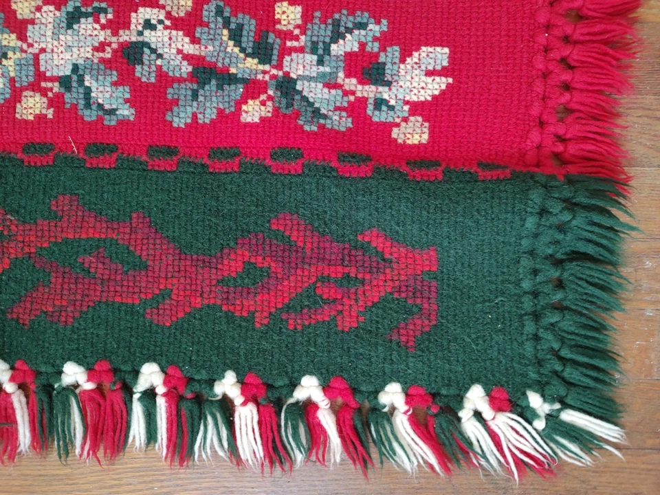 Manta de Lana Tunecina Crochet Punto de Cruz Abuela Tiro Dramático Floral Foto 3 de 4