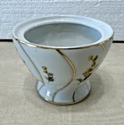 Sugar Bowl No Cover Japanese China White With Gold Lines & Berries